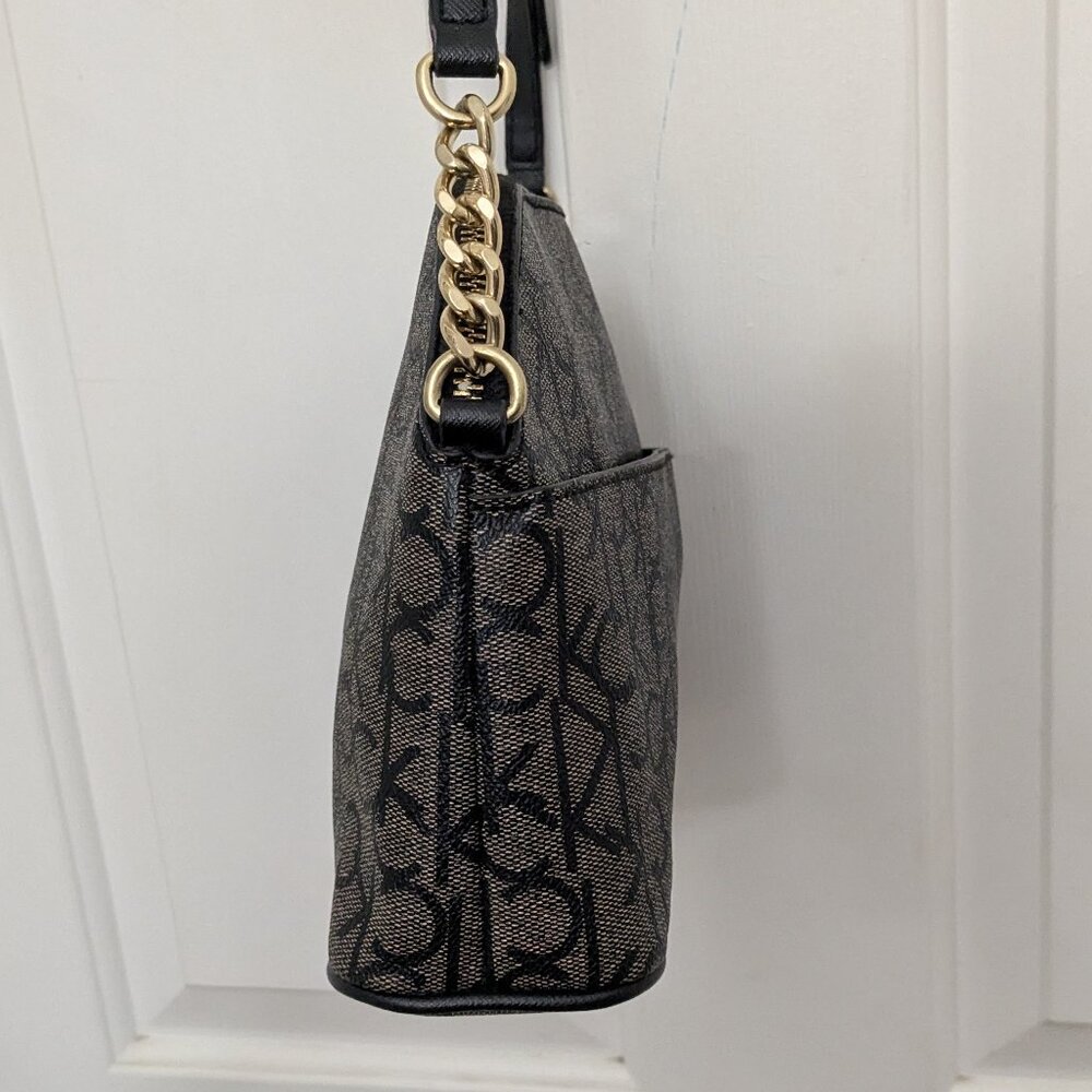 Calvin Klein Ck Must Monogram Recycled Crossbody Bag In Brown Black . Great Cond - Picture 5 of 14